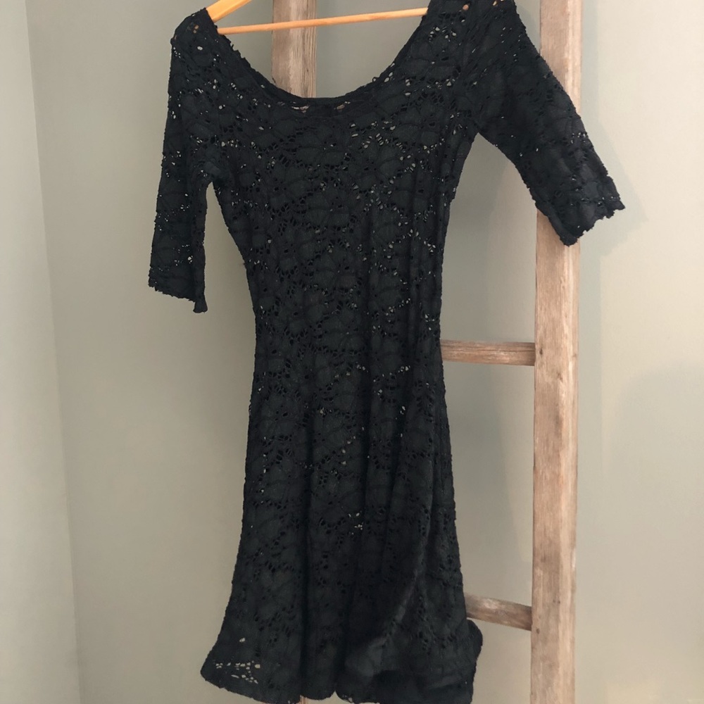 Black hard lace dress